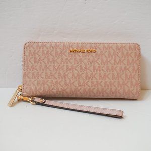 Michael Kors Jet Set Travel Continental Wallet Pink Dark Powder Blush